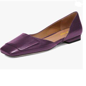 Wo Wagas Dark Purple Pump Side Cut Block Low Heeled Square Toe Slip On Shoes